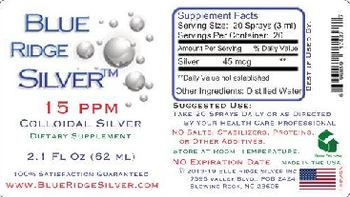 Blue Ridge Silver Colloidal Silver 15 PPM - supplement
