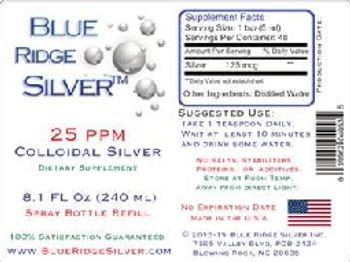Blue Ridge Silver Colloidal Silver 25 PPM - supplement