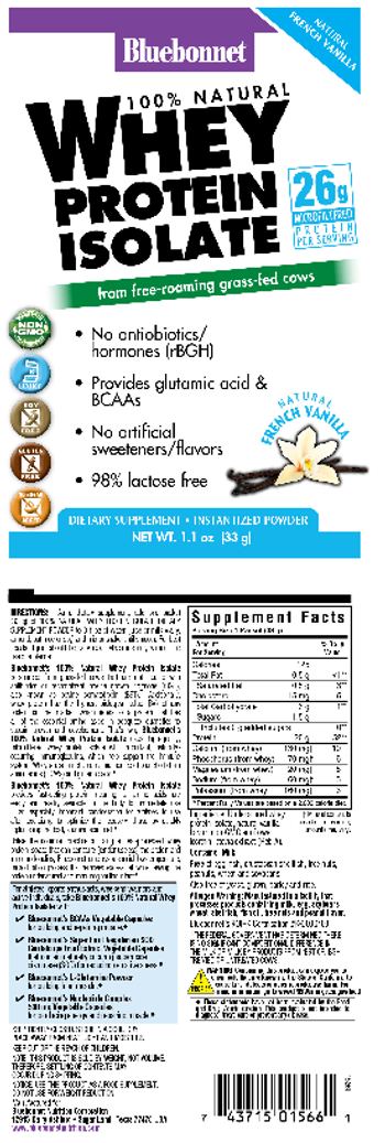 Bluebonnet 100% Natural Whey Protein Isolate Natural French Vanilla - supplement