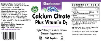 Bluebonnet Calcium Citrate Plus Vitamin D3 - supplement