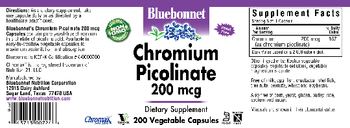 Bluebonnet Chromium Picolinate 200 mcg - supplement