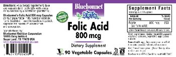 Bluebonnet Folic Acid 800 mcg - supplement