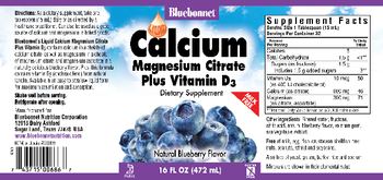 Bluebonnet Liquid Calcium Magnesium Citrate Plus Vitamin D3 Natural Blueberry Flavor - supplement