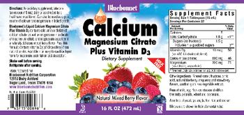 Bluebonnet Liquid Calcium Magnesium Citrate Plus Vitamin D3 Natural Mixed Berry Flavor - supplement