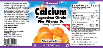 Bluebonnet Liquid Calcium Magnesium Citrate Plus Vitamin D3 Natural Orange Flavor - supplement