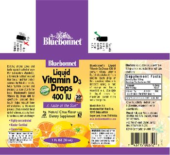 Bluebonnet Liquid Vitamin D3 Drops 400 IU Natural Citrus Flavor - supplement