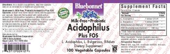 Bluebonnet Milk-Free Probiotic Acidophilus plus FOS - supplement