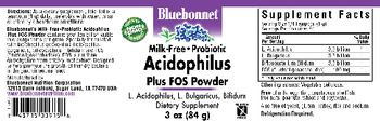 Bluebonnet Milk-Free Probiotic Acidophilus Plus FOS Powder - supplement