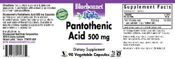 Bluebonnet Pantothenic Acid 500 mg - supplement