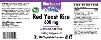Bluebonnet Red Yeast Rice 600 mg - supplement
