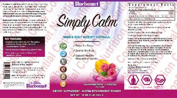 Bluebonnet Simply Calm Mind & Body Serenity Formula Raspberry Lemon Flavor - supplement