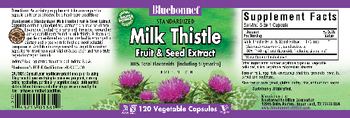 Bluebonnet Standardized Milk Thistle Fruit & Seed Extract - herbal supplement