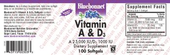 Bluebonnet Vitamin A & D3 - supplement