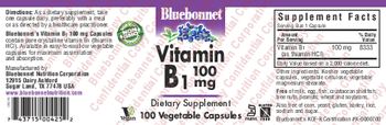 Bluebonnet Vitamin B1 100 mg - supplement