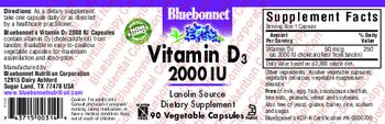 Bluebonnet Vitamin D3 2000 IU - supplement