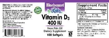Bluebonnet Vitamin D3 400 IU - supplement