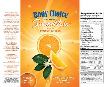 Body Choice Quick-Start Smoothie Orange Sunshine Flavor - 
