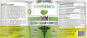 Body Dynamics MaxZorb Nutrition DIM Estro Clean Complex - supplement