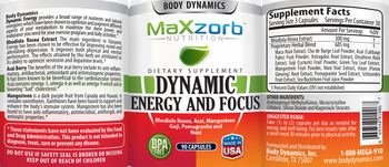 Body Dynamics MaxZorb Nutrition Dynamic Energy and Focus - supplement