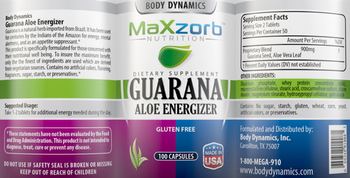 Body Dynamics MaxZorb Nutrition Guarana Aloe Energizer - supplement