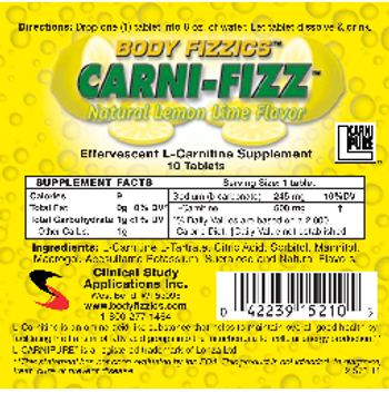 Body Fizzics Carni-Fizz Natural Lemon Lime Flavor - 