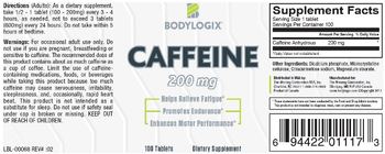 BodyLogix Caffeine 200 mg - supplement