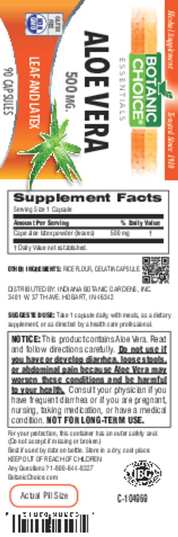 Botanic Choice Aloe Vera 500 mg - herbal supplement