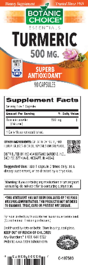 Botanic Choice Essentials Turmeric 500 mg. - supplement