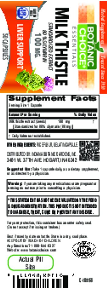 Botanic Choice Milk Thistle 100 mg - herbal supplement