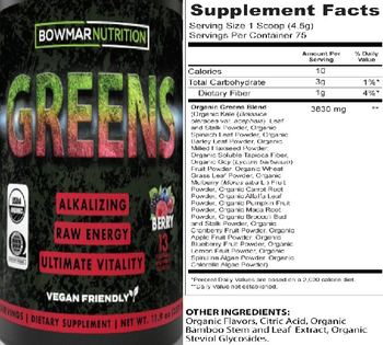 Bowmar Nutrition Greens Berry - supplement