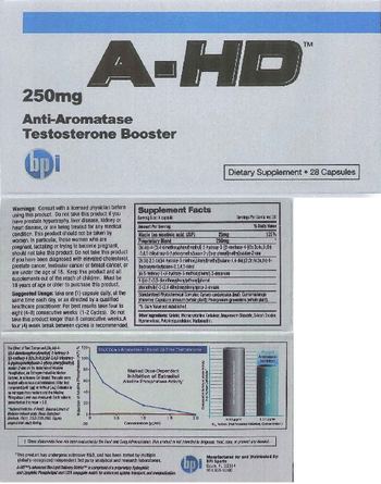 BPI A-HD 250mg Anti-Aromatase Testosterone Booster - supplement