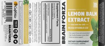 Brain Forza Lemon Balm Extract 500 mg - supplement