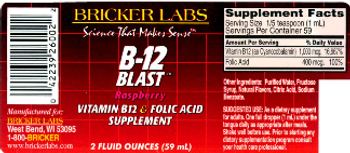 Bricker Labs B-12 Blast Raspberry - vitamin b12 folic acid supplement