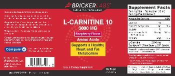 Bricker Labs L-Carnitine 10 3000 mg Raspberry Flavor - concentrated liquid lcarnitine supplement