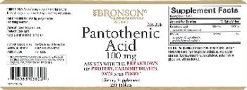 Bronson Laboratories Pantothenic Acid 100 mg - supplement
