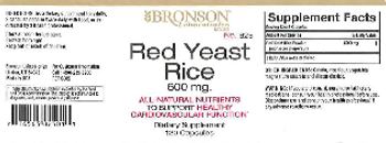 Bronson Laboratories Red Yeast Rice 600 mg - supplement