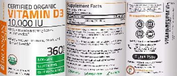 Bronson Nutrition Certified Organic Vitamin D3 10,000 IU - supplement