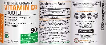 Bronson Nutrition Certified Organic Vitamin D3 5000 IU - supplement