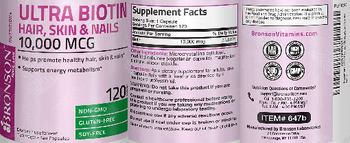 Bronson Nutrition Ultra Biotin Hair, Skin & Nails 10,000 mcg - supplement