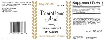 Bronson Pantothenic Acid 500 mg - supplement