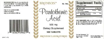 Bronson Pantothenic Acid 500 mg - supplement