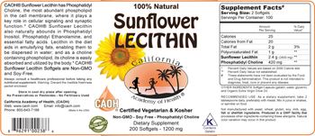 California Academy Of Health 100% Natural Sunflower Lecithin - supplement