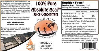 California Academy Of Health 100% Pure Absolute Acai - supplement