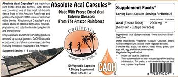 California Academy Of Health Absolute Acai Capsules - supplement