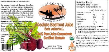 California Academy Of Health Absolute Beetroot Juice - therapy juice drink