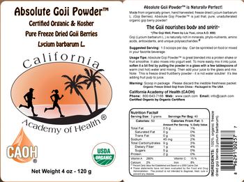 California Academy Of Health Absolute Goji Powder - supplement