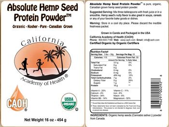 California Academy Of Health Absolute Hemp Seed Protein Powder - 