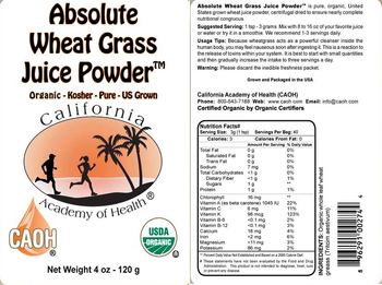 California Academy Of Health Absolute Wheat Grass Juice Powder - supplement