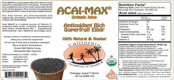 California Academy Of Health Acai-Max Organic Juice - supplement