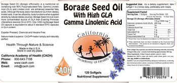 California Academy Of Health Borage Seed Oil with high GLA Gamma Linolenic Acid - nutritional supplement